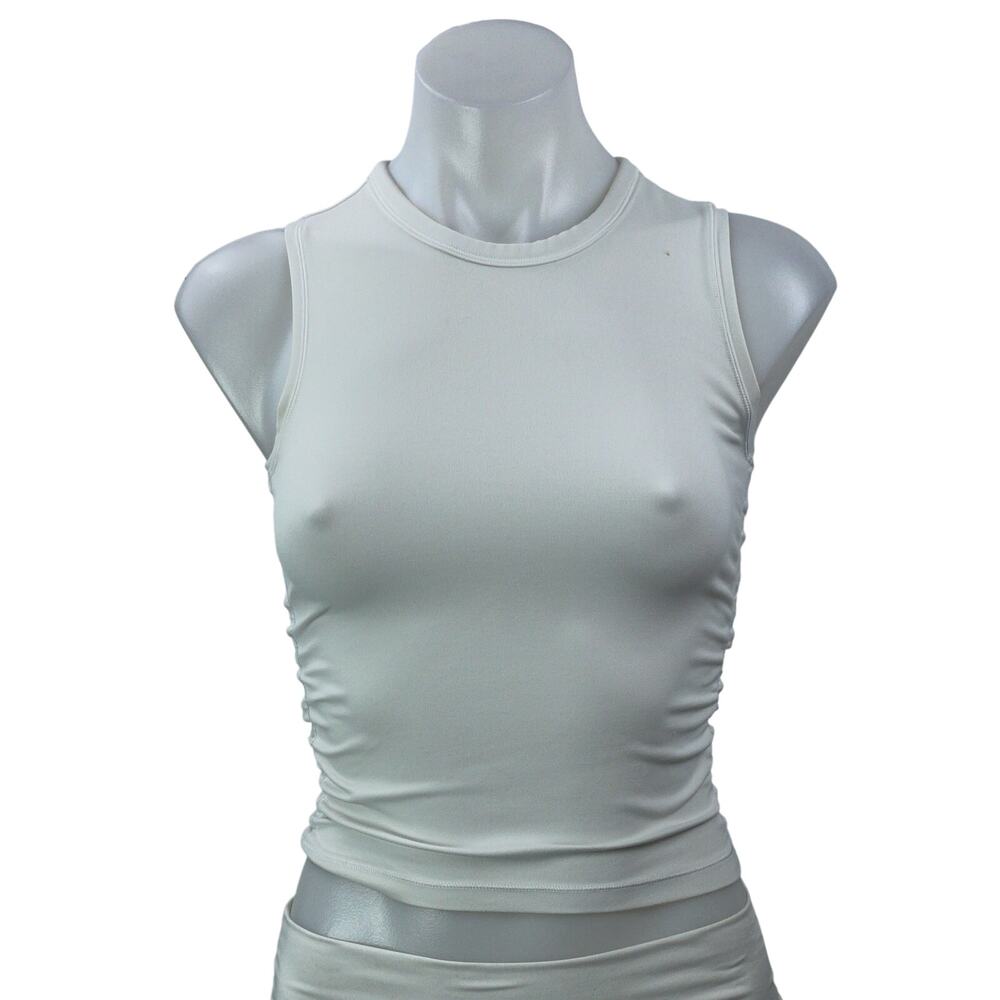 Lululemon Women's White Sleeveless Crew Neck Crop Yoga Athletic Tank Top Size S